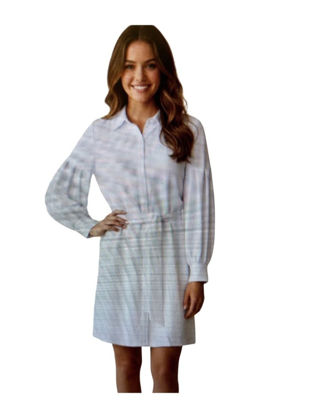 Calvin Klein Belted Shirtdress Womens Size 10 White Long Sleeve Button NWT
